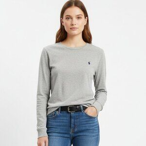Ralph Lauren Polo Gray Long Sleeve Crew Neck Tee T Shirt Top L